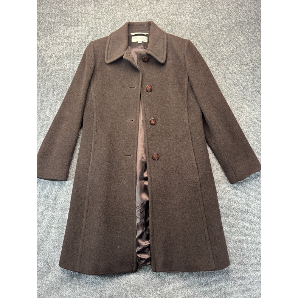 Larry Levine Womens 4P Overcoat Espresso Brown 100% Pure Camel Hair Jacket Italy